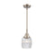 Colton Mini Pendant shown in the Brushed Satin Nickel finish with a Clear Halophane shade