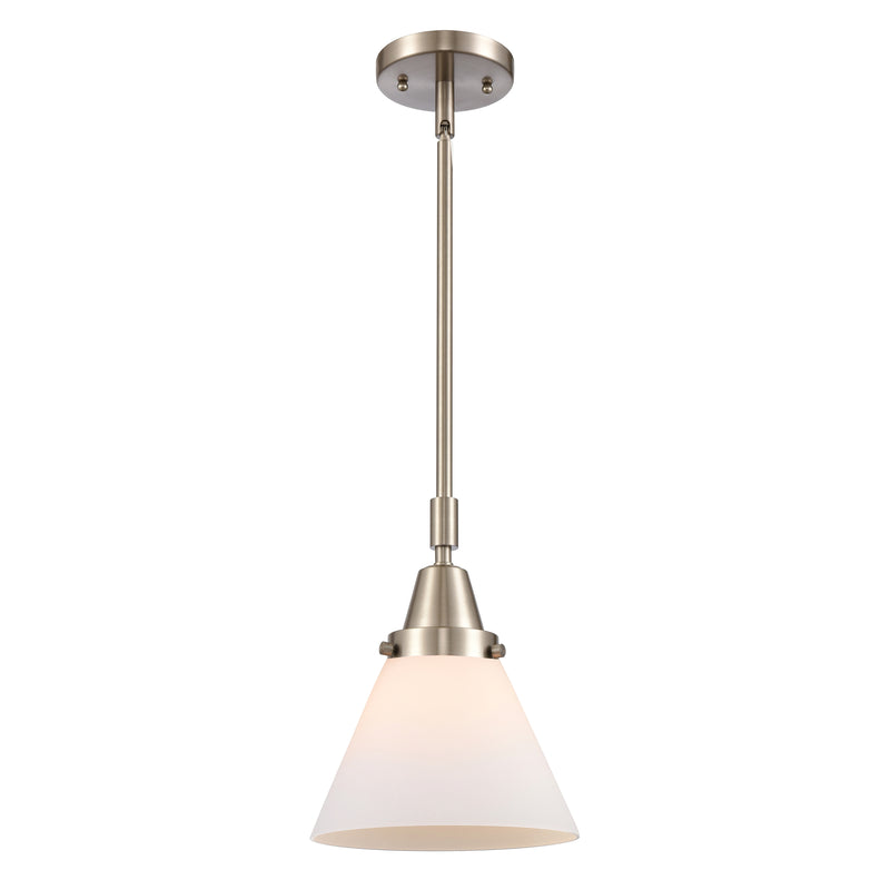 Cone Mini Pendant shown in the Brushed Satin Nickel finish with a Matte White shade