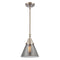 Cone Mini Pendant shown in the Brushed Satin Nickel finish with a Plated Smoke shade