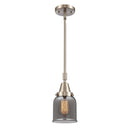 Bell Mini Pendant shown in the Brushed Satin Nickel finish with a Plated Smoke shade