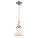 Cone Mini Pendant shown in the Brushed Satin Nickel finish with a Matte White shade