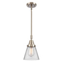 Cone Mini Pendant shown in the Brushed Satin Nickel finish with a Clear shade