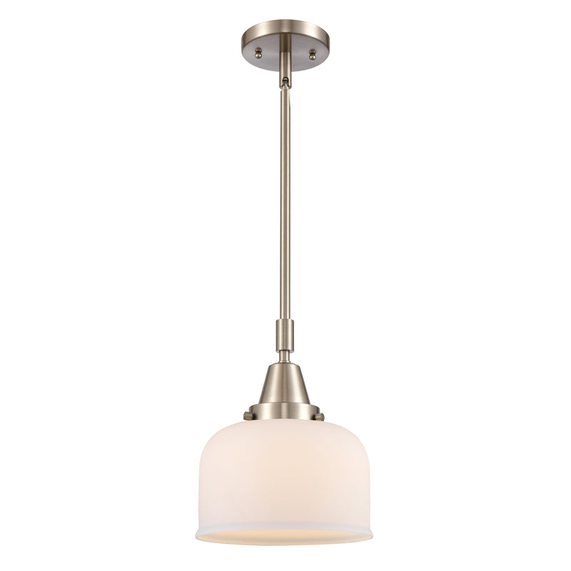 Bell Mini Pendant shown in the Brushed Satin Nickel finish with a Matte White shade