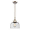 Bell Mini Pendant shown in the Brushed Satin Nickel finish with a Seedy shade