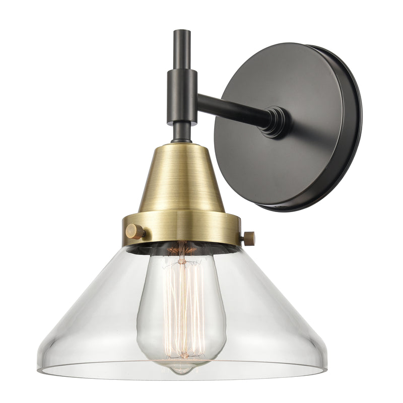 Caden Sconce shown in the Black Antique Brass finish with a Clear shade