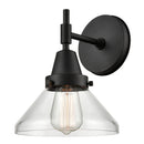 Caden Sconce shown in the Matte Black finish with a Clear shade