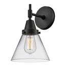 Caden Sconce shown in the Matte Black finish with a Clear shade