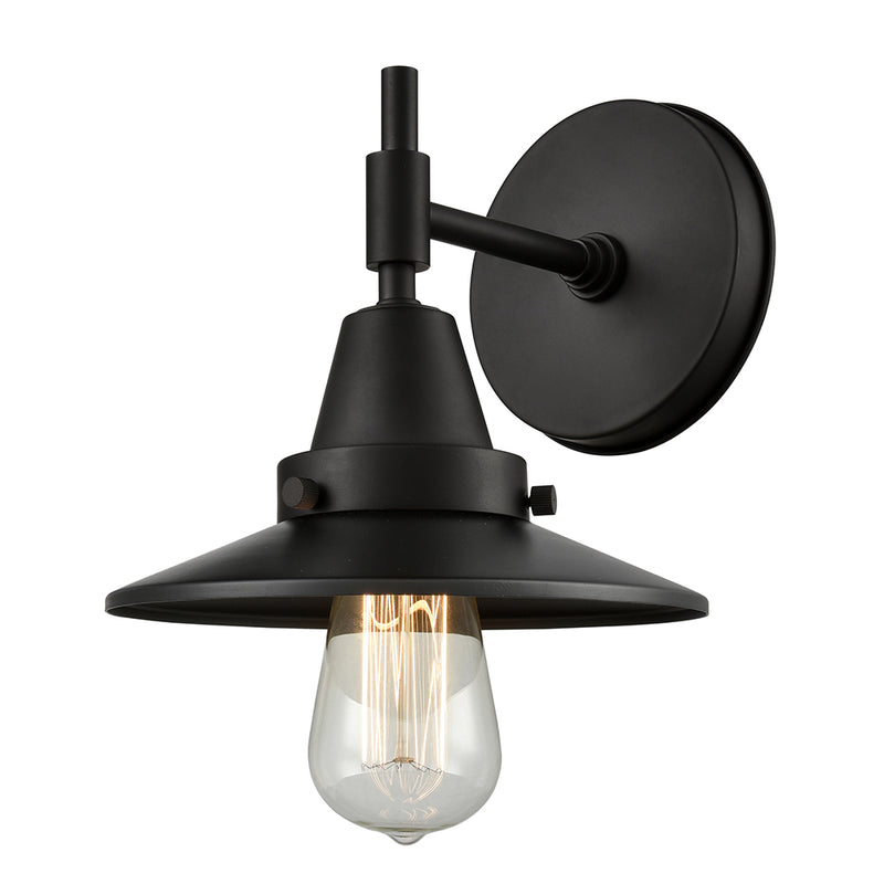 Caden Sconce shown in the Matte Black finish with a Matte Black shade