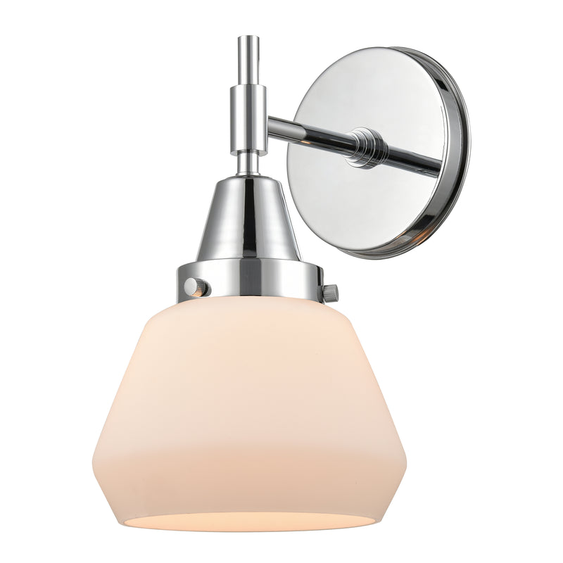 Caden Sconce shown in the Polished Chrome finish with a Matte White shade