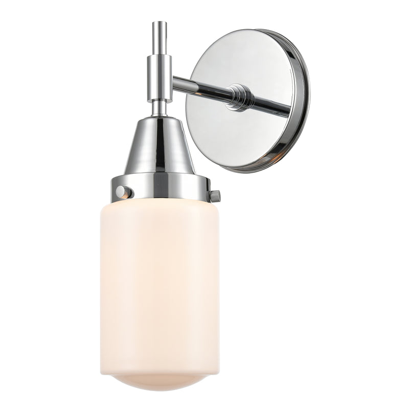 Caden Sconce shown in the Polished Chrome finish with a Matte White shade