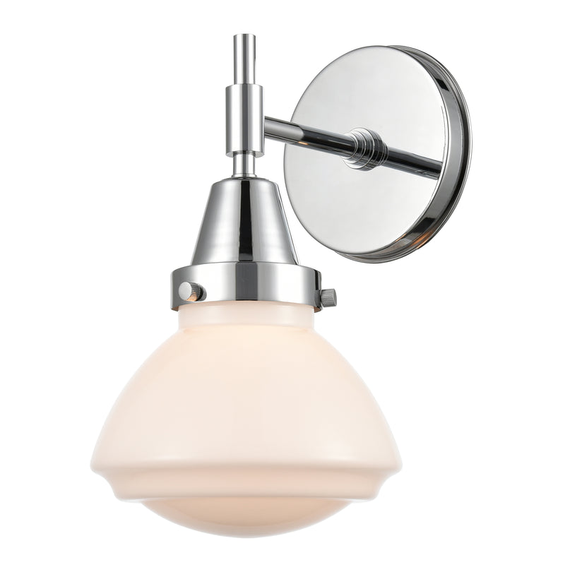 Caden Sconce shown in the Polished Chrome finish with a Matte White shade