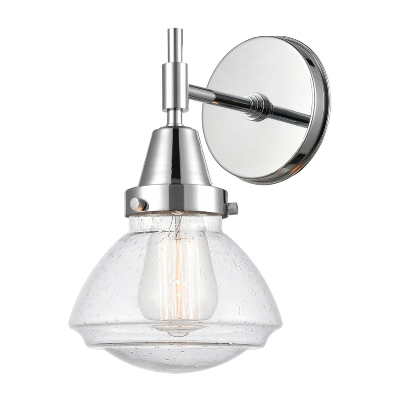 Caden Sconce shown in the Polished Chrome finish with a Seedy shade