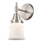 Caden Sconce shown in the Satin Nickel finish with a Matte White shade