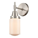 Caden Sconce shown in the Satin Nickel finish with a Matte White shade