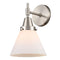 Caden Sconce shown in the Satin Nickel finish with a Matte White shade