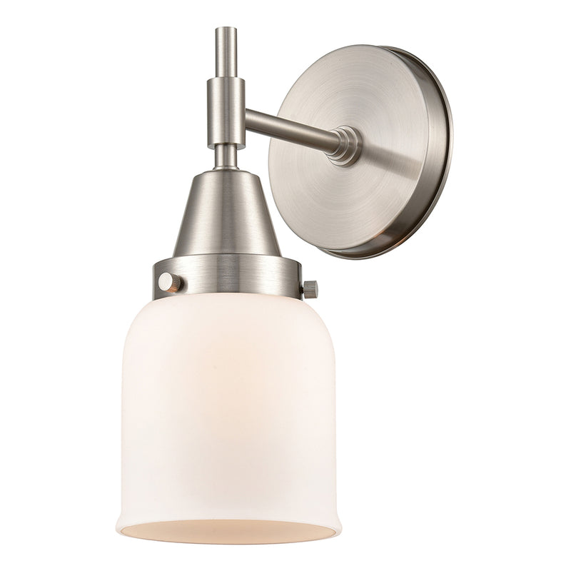 Caden Sconce shown in the Satin Nickel finish with a Matte White shade