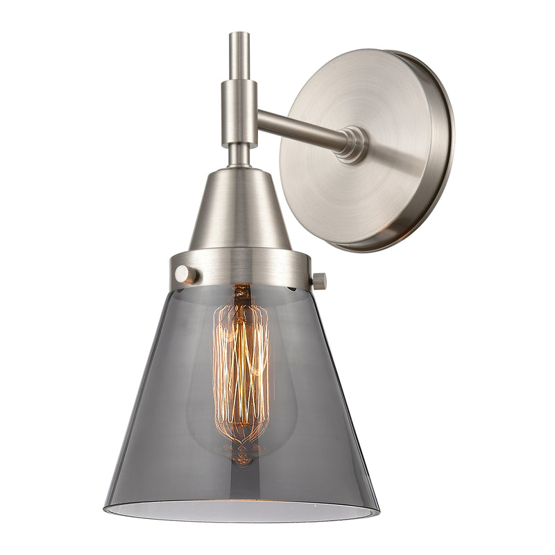 Caden Sconce shown in the Satin Nickel finish with a Plated Smoke shade