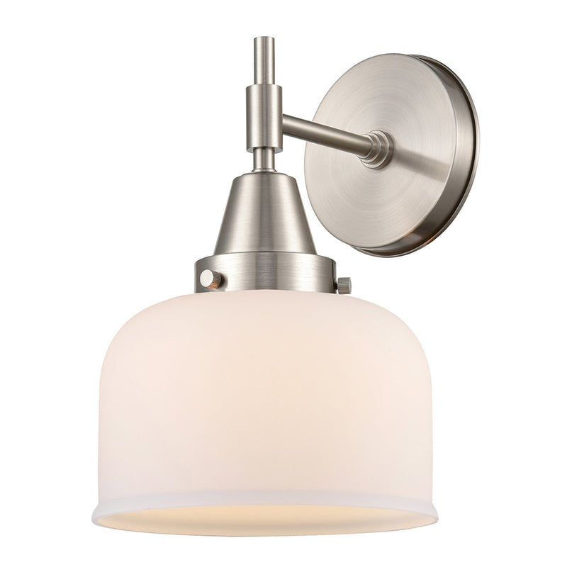 Caden Sconce shown in the Satin Nickel finish with a Matte White shade