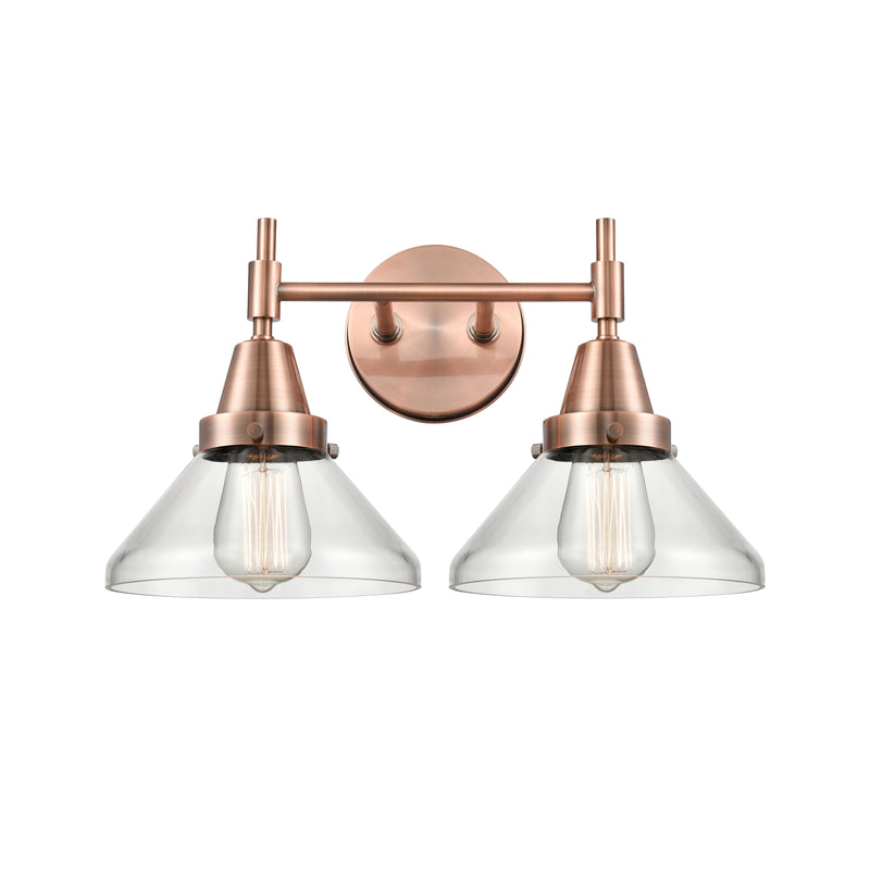 Caden Bath Vanity Light shown in the Antique Copper finish with a Clear shade