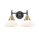 Caden Bath Vanity Light shown in the Black Antique Brass finish with a Matte White shade