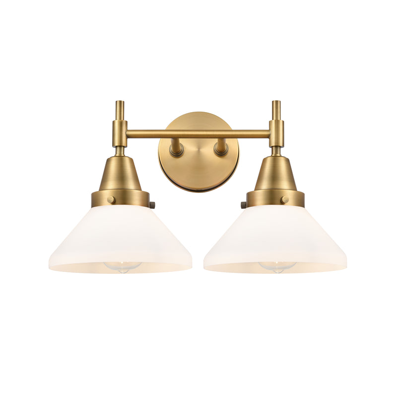 Caden Bath Vanity Light shown in the Brushed Brass finish with a Matte White shade