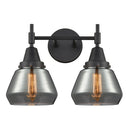 Caden Bath Vanity Light shown in the Matte Black finish with a Plated Smoke shade