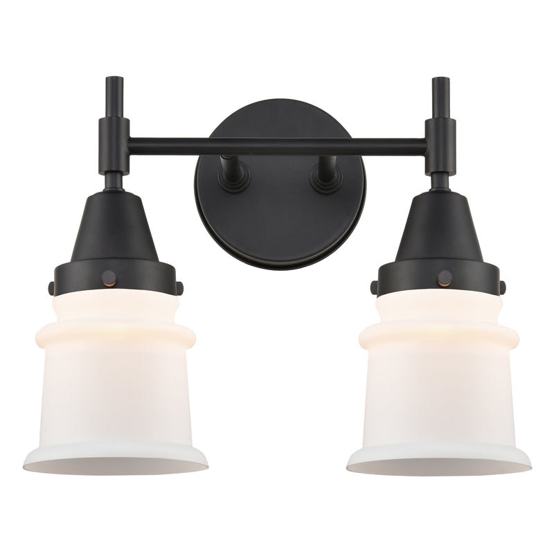 Caden Bath Vanity Light shown in the Matte Black finish with a Matte White shade