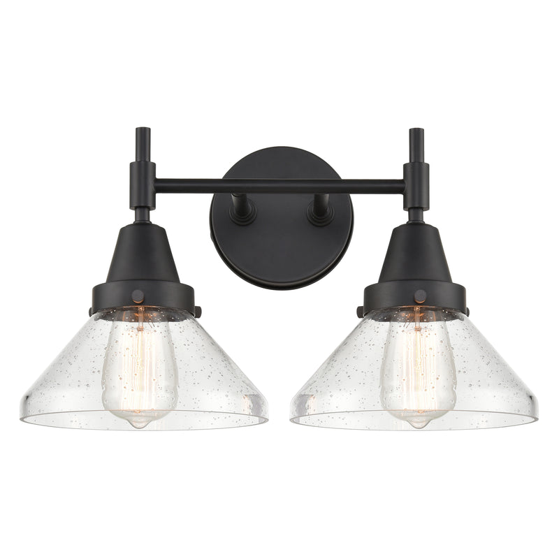 Caden Bath Vanity Light shown in the Matte Black finish with a Seedy shade