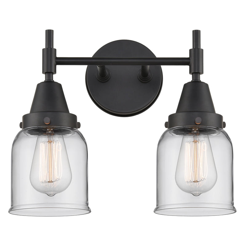 Caden Bath Vanity Light shown in the Matte Black finish with a Clear shade