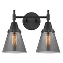 Caden Bath Vanity Light shown in the Matte Black finish with a Plated Smoke shade