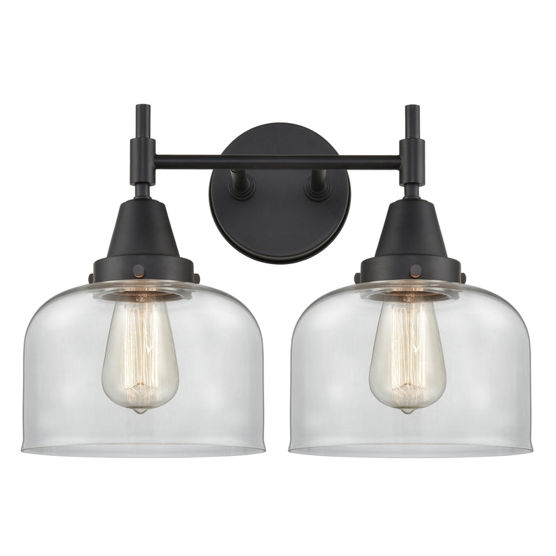 Caden Bath Vanity Light shown in the Matte Black finish with a Clear shade