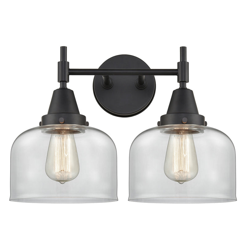 Caden Bath Vanity Light shown in the Matte Black finish with a Clear shade