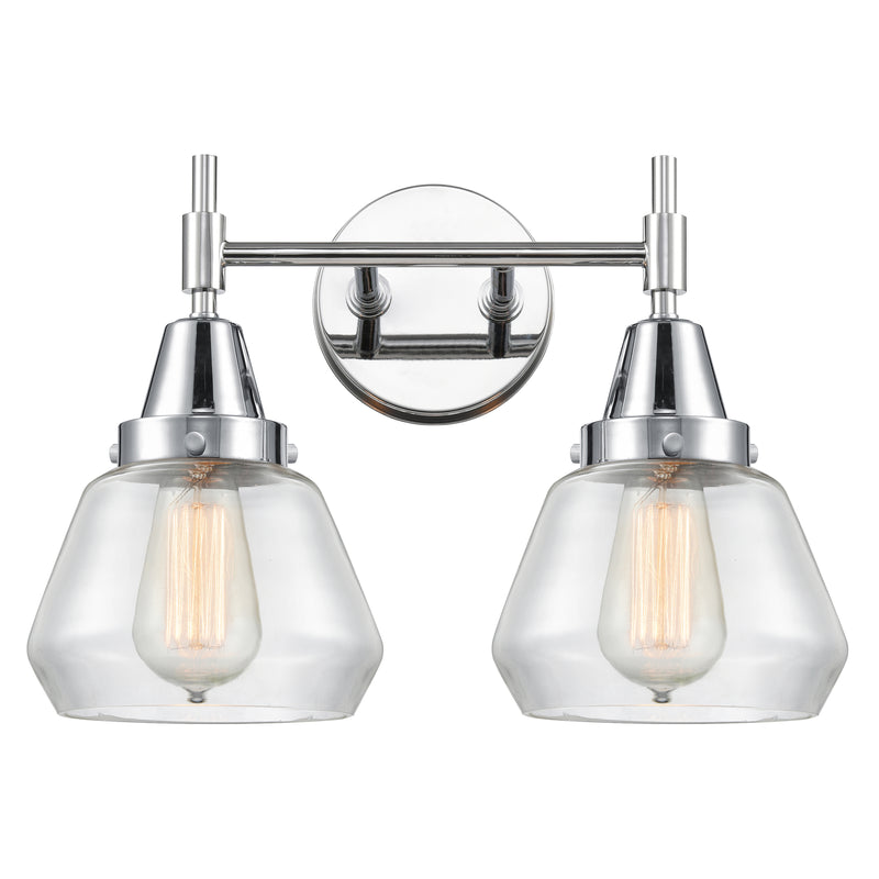 Caden Bath Vanity Light shown in the Polished Chrome finish with a Clear shade