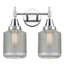 Caden Bath Vanity Light shown in the Polished Chrome finish with a Clear Wire Mesh shade