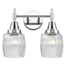 Caden Bath Vanity Light shown in the Polished Chrome finish with a Clear Halophane shade