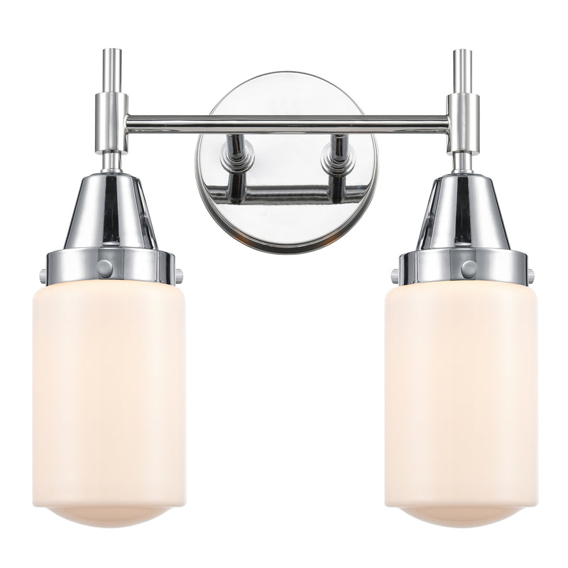 Caden Bath Vanity Light shown in the Polished Chrome finish with a Matte White shade