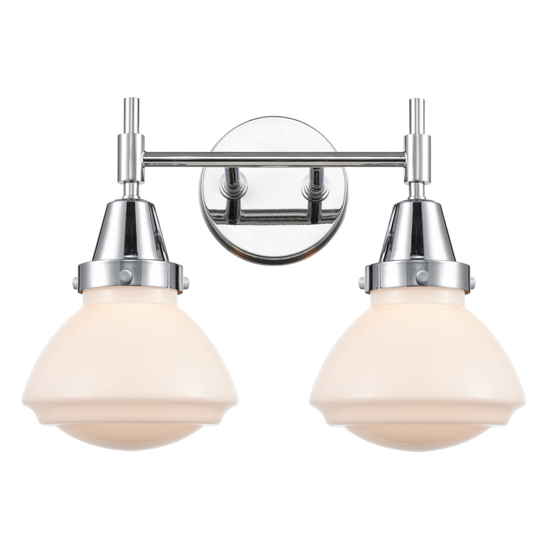 Caden Bath Vanity Light shown in the Polished Chrome finish with a Matte White shade