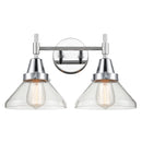 Caden Bath Vanity Light shown in the Polished Chrome finish with a Clear shade