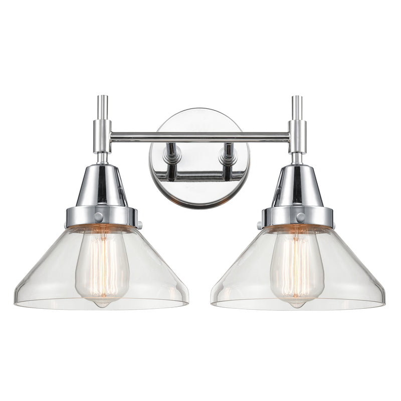 Caden Bath Vanity Light shown in the Polished Chrome finish with a Clear shade