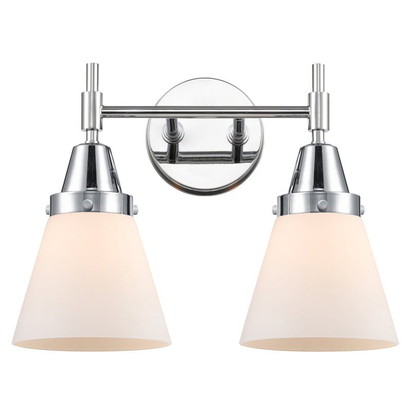 Caden Bath Vanity Light shown in the Polished Chrome finish with a Matte White shade