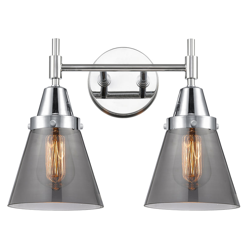 Caden Bath Vanity Light shown in the Polished Chrome finish with a Plated Smoke shade