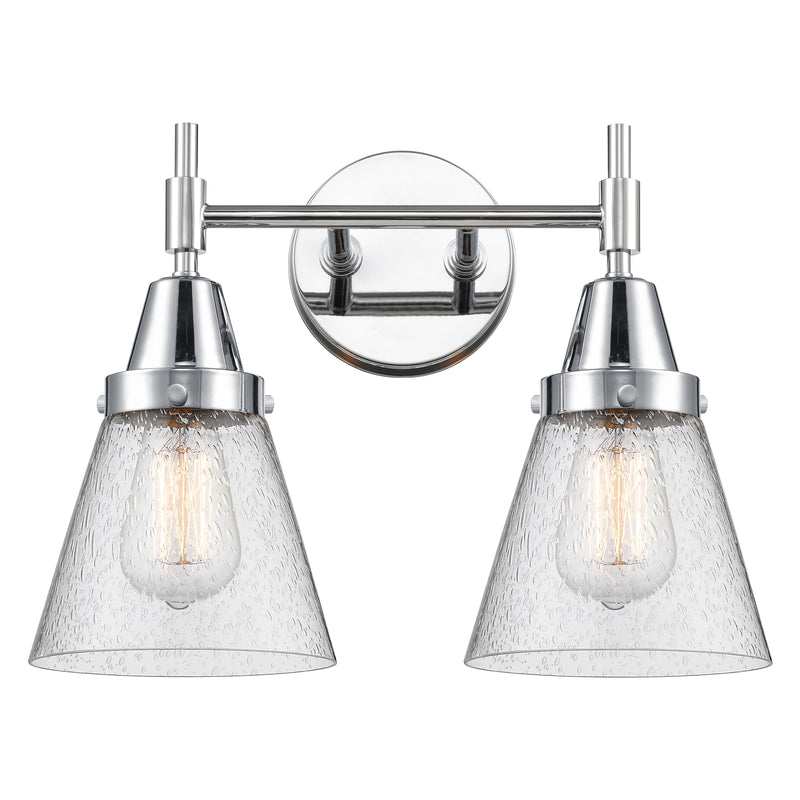 Caden Bath Vanity Light shown in the Polished Chrome finish with a Seedy shade