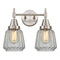 Caden Bath Vanity Light shown in the Satin Nickel finish with a Clear shade