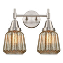 Caden Bath Vanity Light shown in the Satin Nickel finish with a Mercury shade