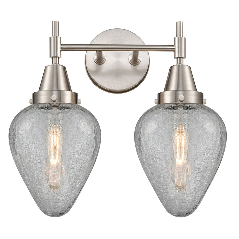 Caden Bath Vanity Light shown in the Satin Nickel finish with a Clear Crackled shade