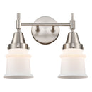 Caden Bath Vanity Light shown in the Satin Nickel finish with a Matte White shade