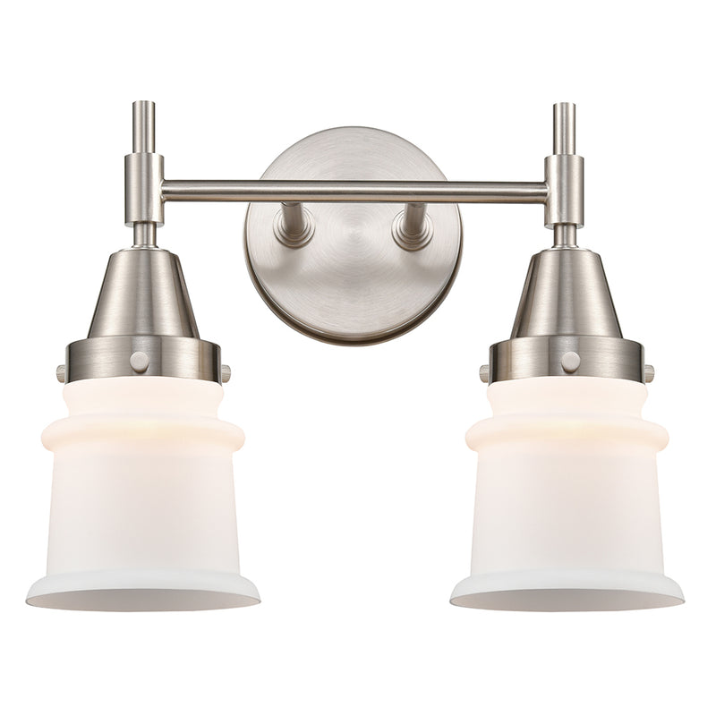 Caden Bath Vanity Light shown in the Satin Nickel finish with a Matte White shade