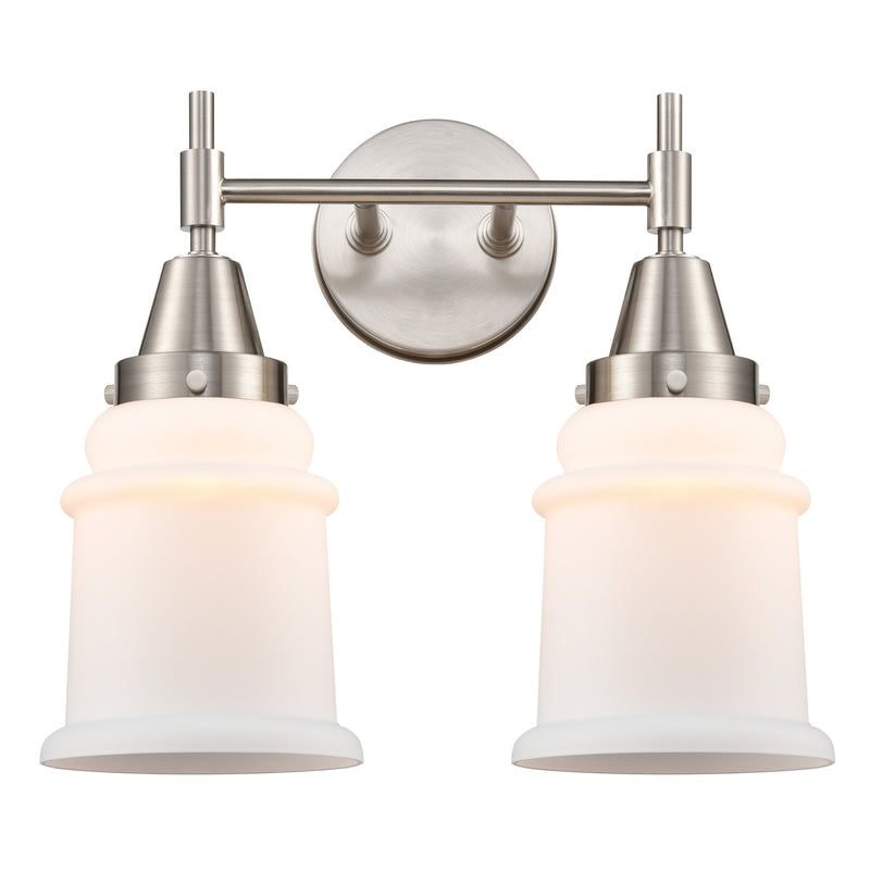 Caden Bath Vanity Light shown in the Satin Nickel finish with a Matte White shade