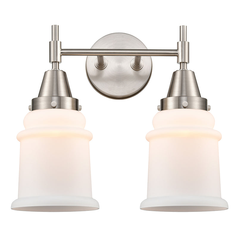 Caden Bath Vanity Light shown in the Satin Nickel finish with a Matte White shade