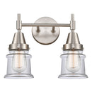 Caden Bath Vanity Light shown in the Satin Nickel finish with a Clear shade